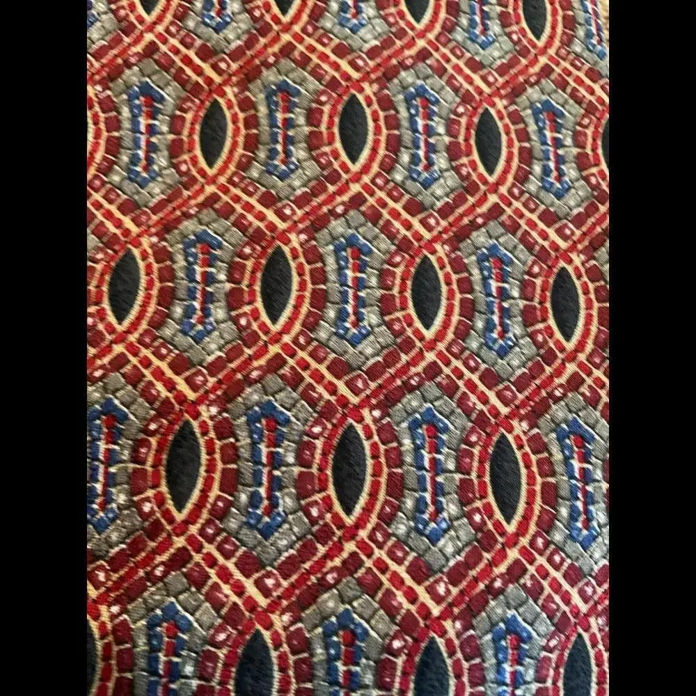 Elegant Bolgheri Italian Silk Tie - Red and Blue Pattern